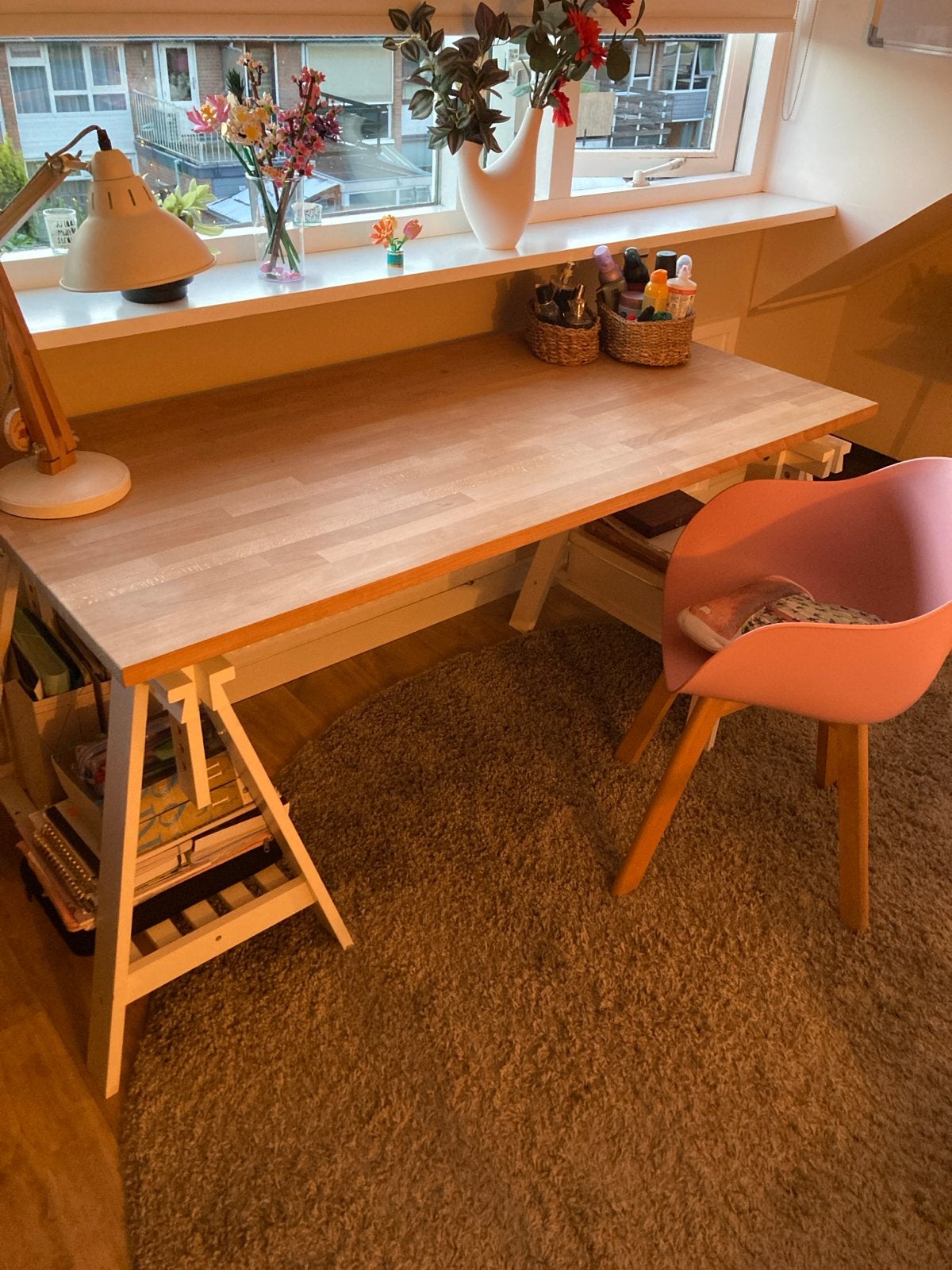 Houten bureau met schragen - IKEA, Ophalen, Gebruikt, Scandinavisch, Hout