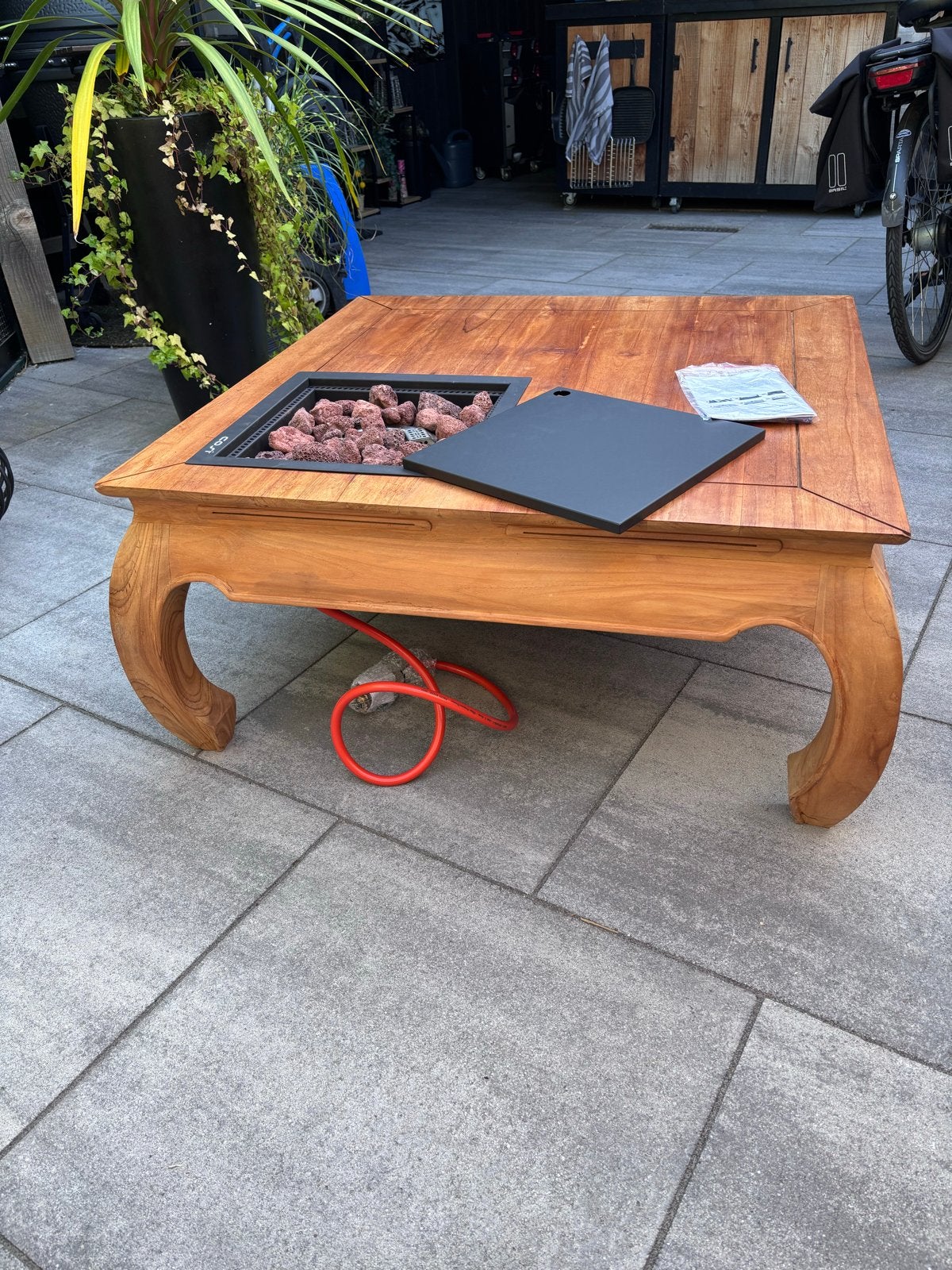 Cosi Fires vuurtafel van hout, vuurkorf is nieuw!!, Tuin en Terras, Ophalen, Zo goed als nieuw, Vuurkorf