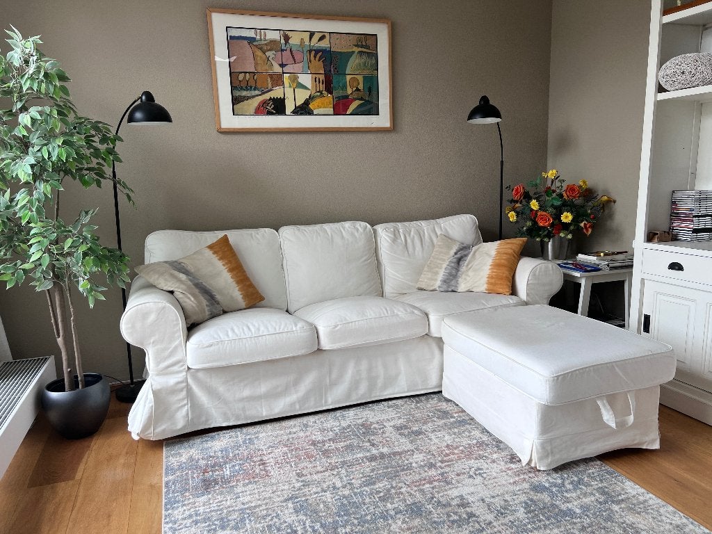Ikea bank + hocker Ektorp, Ophalen, 250 tot 300 cm, Gebruikt, Driepersoons