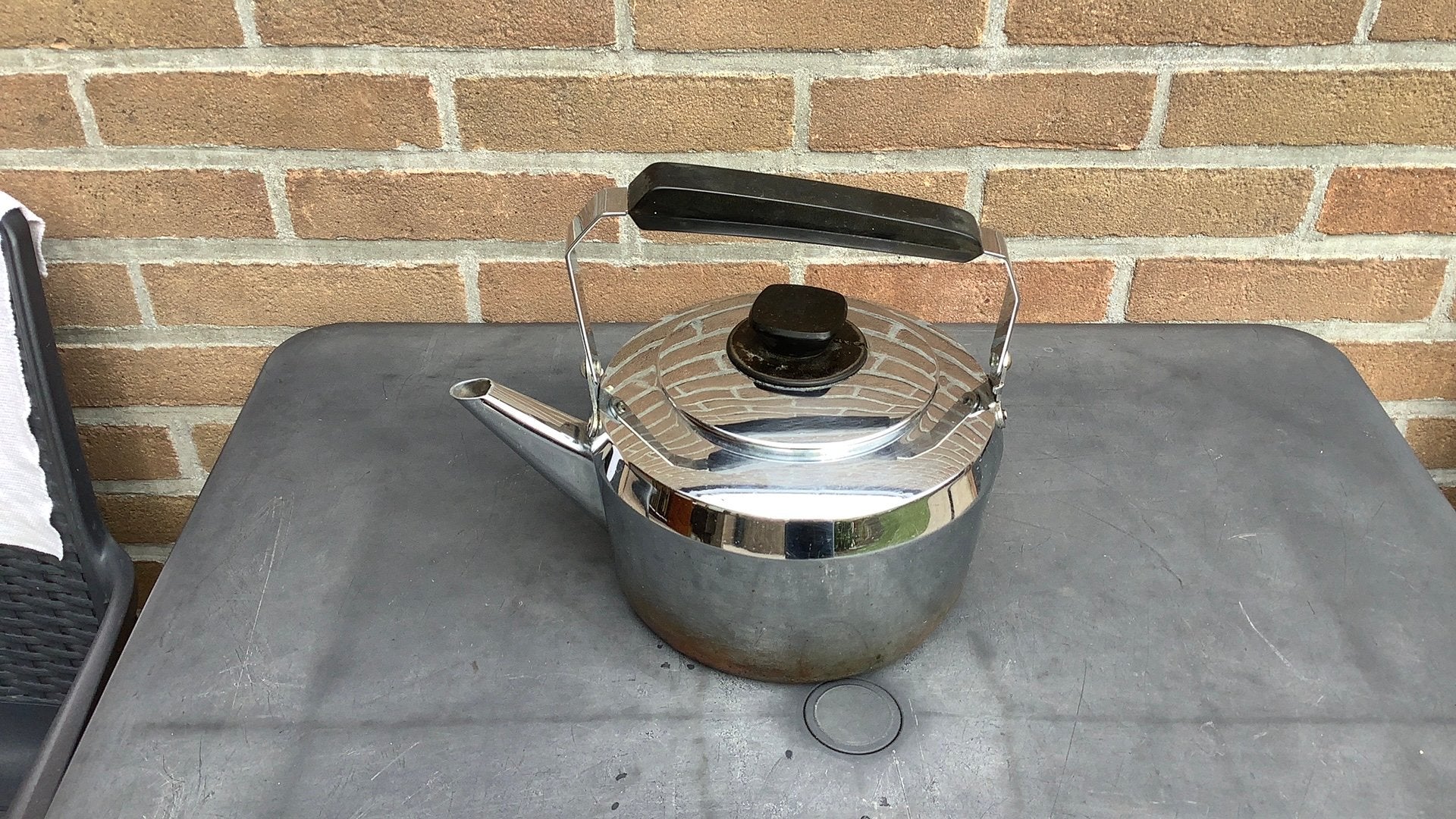 Vintage roestvrijstalen waterkoker 1,5 liter water, Ophalen, Gebruikt, Rvs, Overige typen
