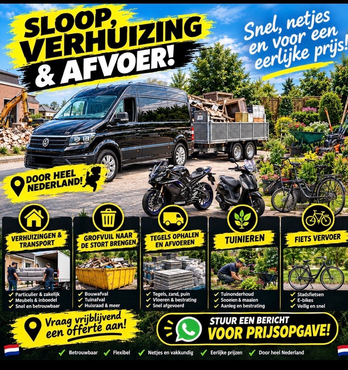 Grofvuil ophalen en afvoeren, Tuinieren / Motoren / Fiets/