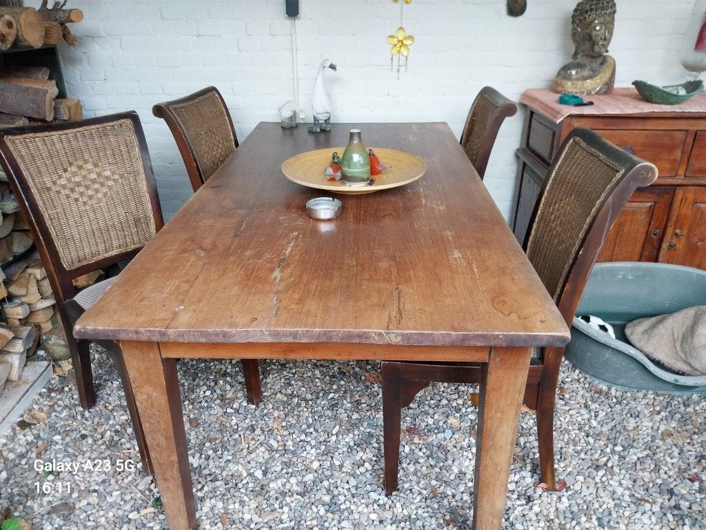 tafel met 4 stoelen, Ophalen, Gebruikt, Teakhout, 50 tot 100 cm