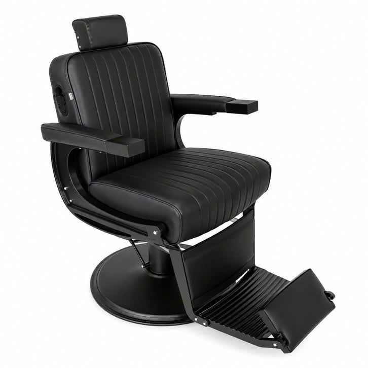 Barbierstoel Baron X Black Professionele Zwarte Luxe Comfort, Nieuw, Ophalen of Verzenden, Modern, Vijf, Zes of meer stoelen