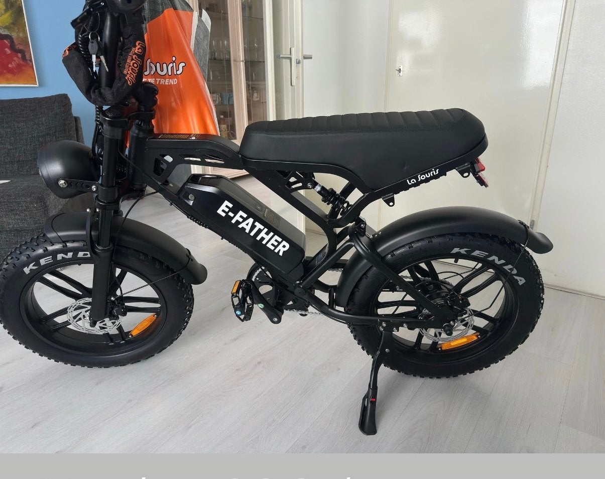 Zwarte E-Father elektrische fatbike met La Souris zadel, Ophalen of Verzenden, Gebruikt, Overige merken