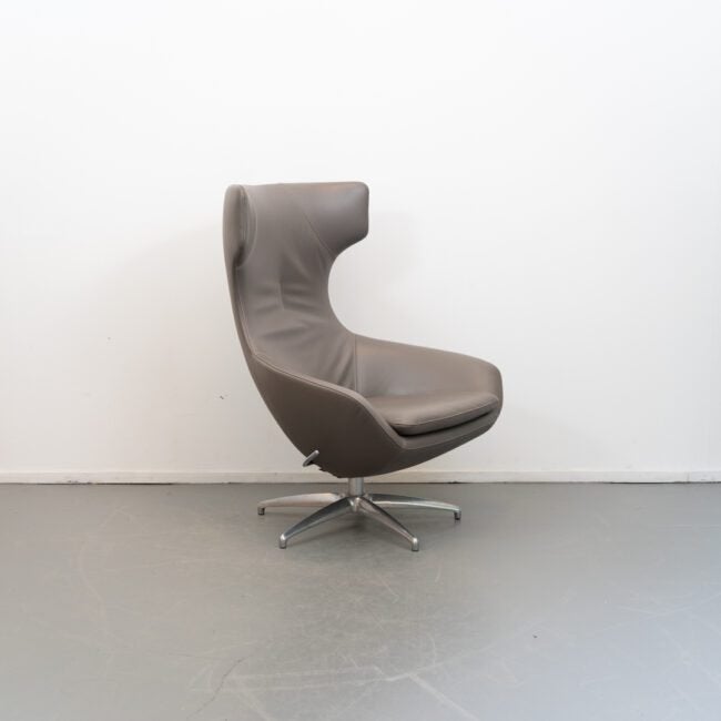 Leolux Caruzzo Plus Fauteuil Grijs/Beige Leer, Niet ingevuld, Zo goed als nieuw, Niet ingevuld, Niet ingevuld