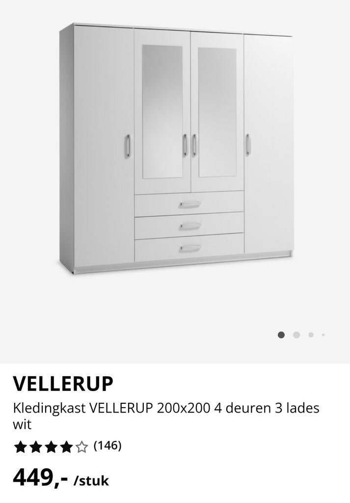 Ongeopend vellerup kast wit 200x200cm, 150 tot 200 cm, Zo goed als nieuw, Modern, 150 tot 200 cm