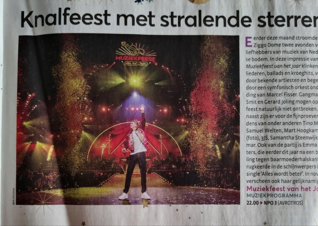 Muziekfeest vh jaar met oa Mart Hoogkamer, Ophalen of Verzenden, 1980 tot heden, Nederland, Knipsel(s)