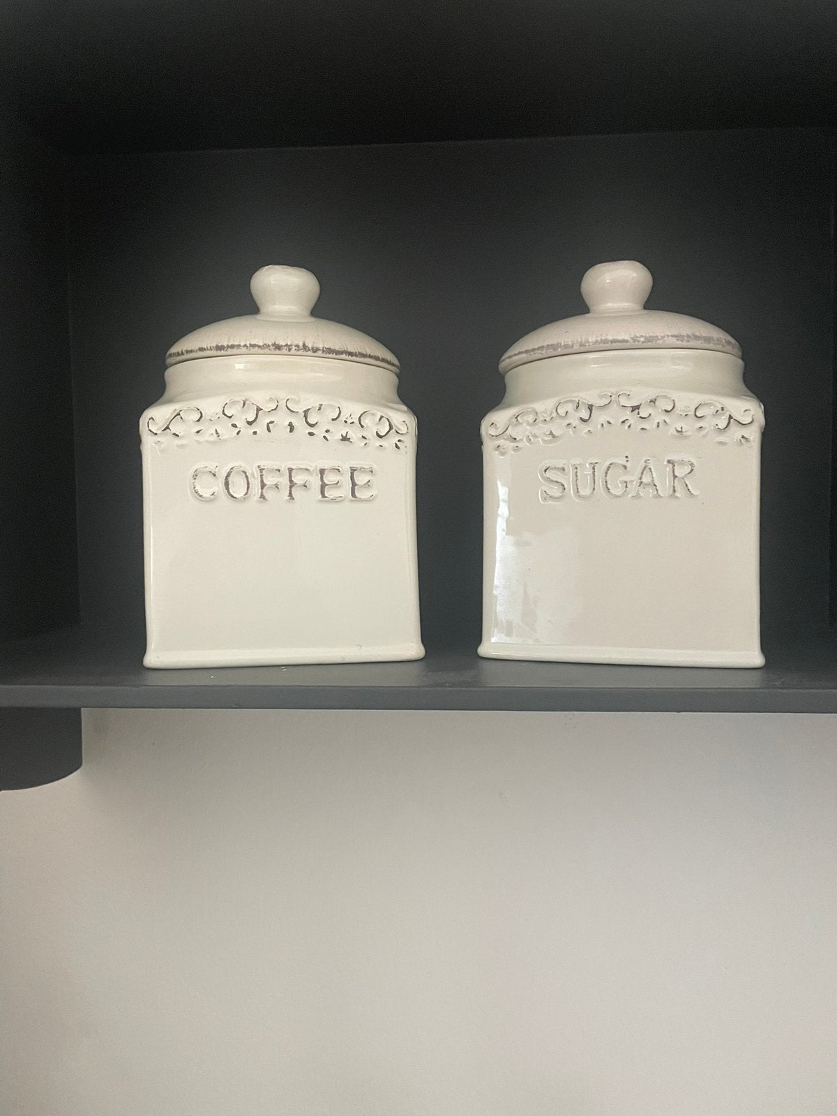 Suiker- en koffie voorraadpot, Ophalen of Verzenden, Gebruikt, Overige materialen, Pot, Bus of Blik