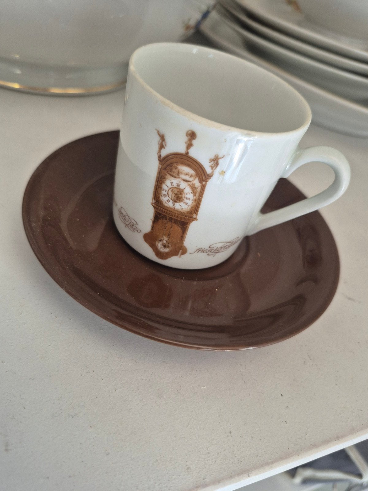 Vintage Mitterteich Porzellan Kop en Schotel met Klok, Ophalen of Verzenden
