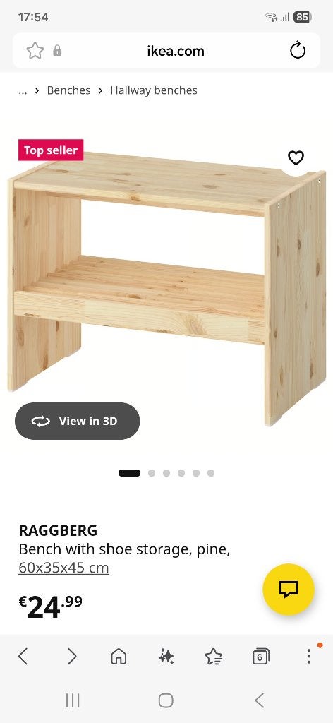 Ikea RAGGBERG bench, Ophalen, Tweepersoons, 75 tot 100 cm, Zo goed als nieuw