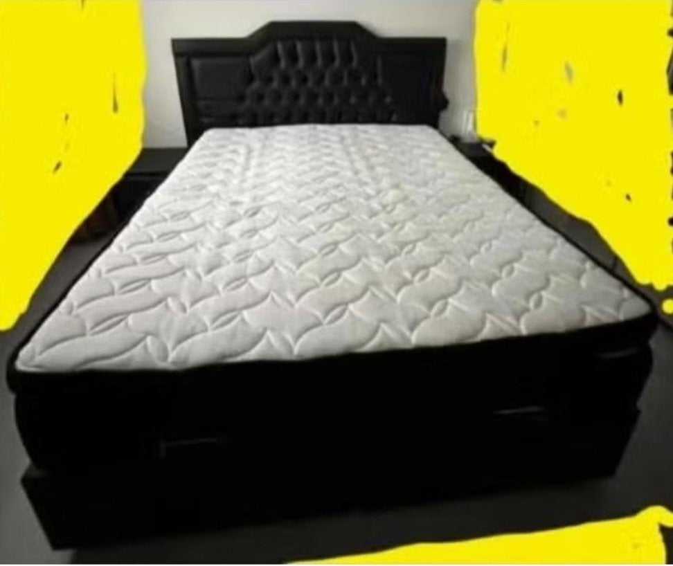 Boxspring, Huis en Inrichting, Slaapkamer | Boxsprings, Ophalen, Gebruikt, Zwart, Tweepersoons