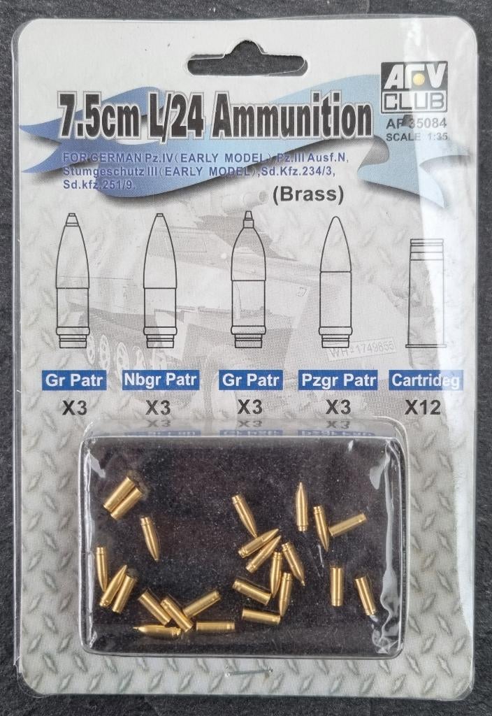 AFV Club 1:35 AF35084 7.5cm L/24 Ammunition, Ophalen of Verzenden, Nieuw, 1:35 tot 1:50, Diorama