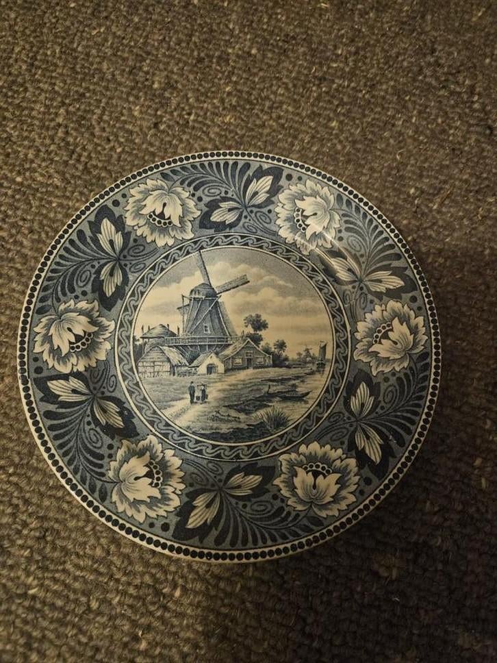 Delfts Blauw Sierbord met Molen en Bloemmotief, Ophalen of Verzenden