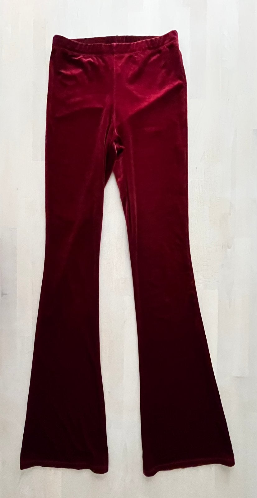 Seven S|isters rood velours broek uitlopende pijpen maat XS, Ophalen of Verzenden, Zo goed als nieuw, Maat 34 (XS) of kleiner
