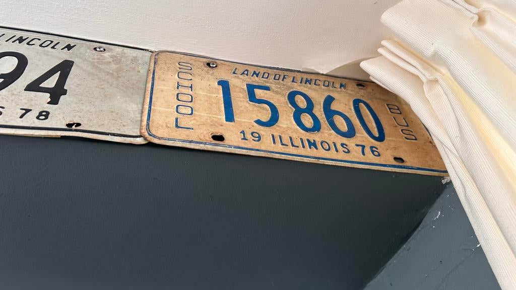 Zeer zeldzaam schoolbus kenteken Illinois 1976, Ophalen of Verzenden, Gebruikt