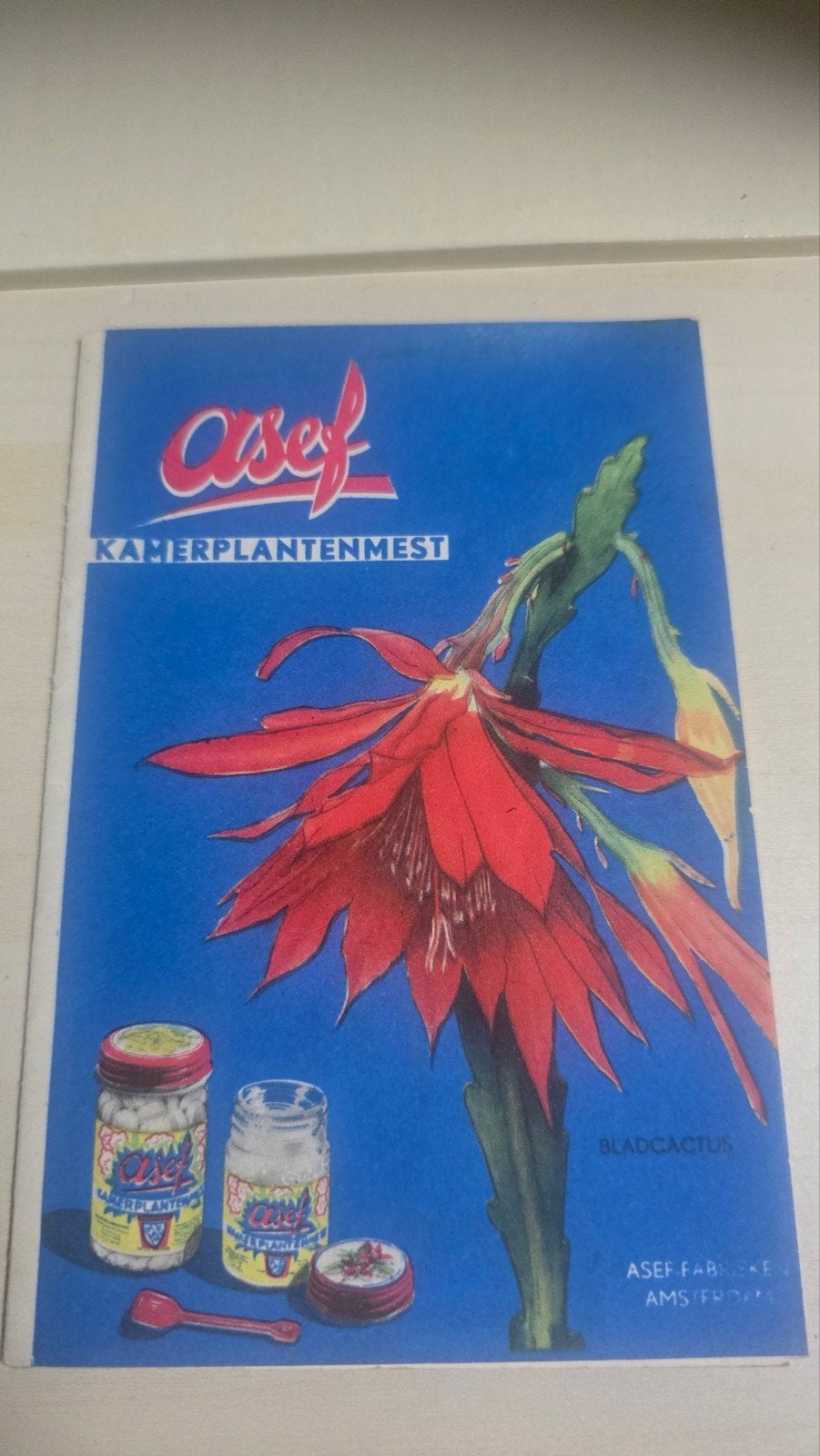 Vintage Asef Kamerplantenmest Folder - Bladcactus, Ophalen of Verzenden, Gelezen, Onbekend, Folder