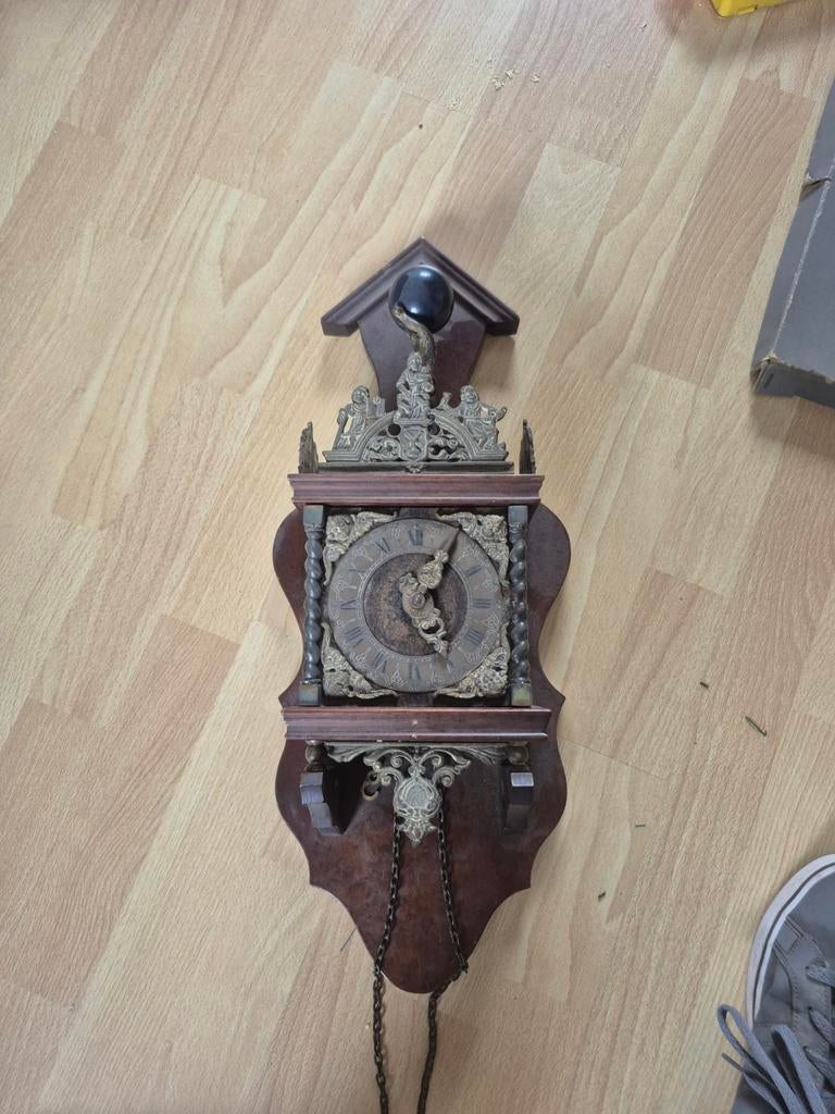 Antieke Duitse wandklok - decoratief, niet werkend, Ophalen