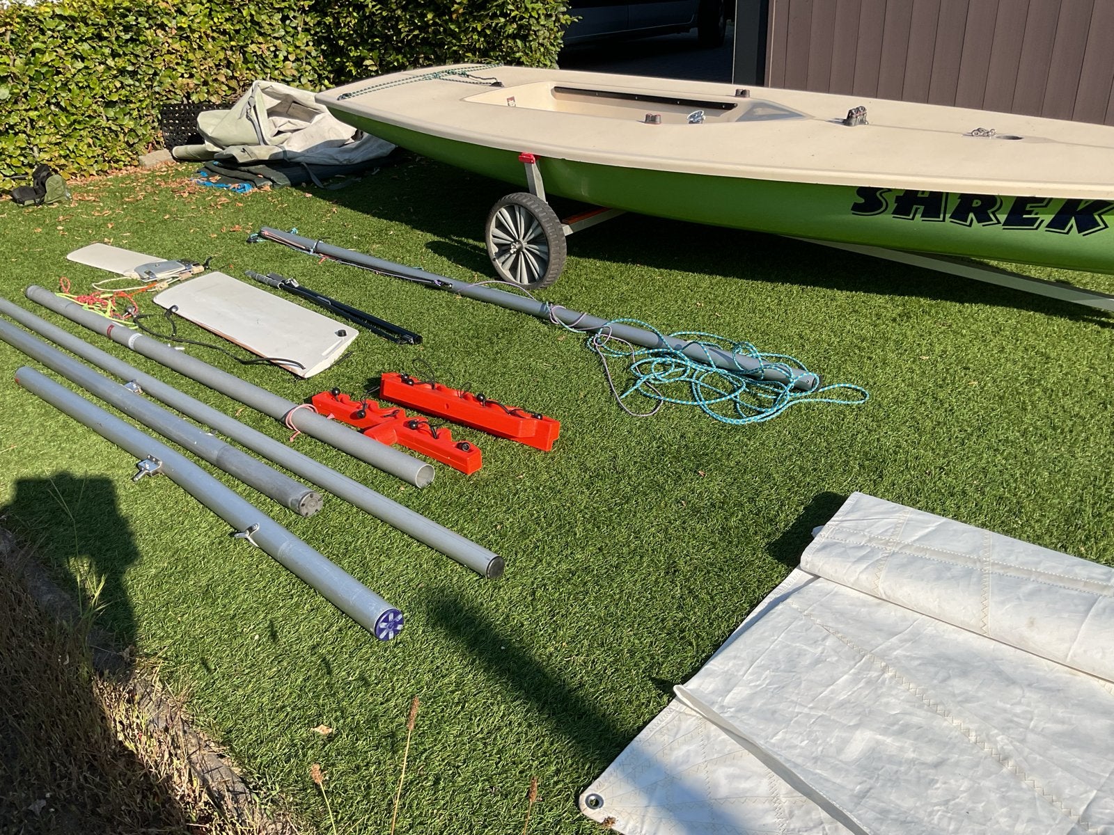 Laser zeilboot met 3 zeilen incl. masten, Watersport en Boten, Ophalen, Gebruikt, Laser, Polyester