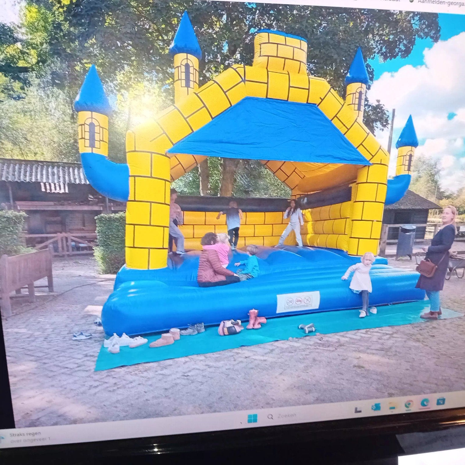 Compleet springkussen kasteel met blower en grondzeil, Ophalen, Overige