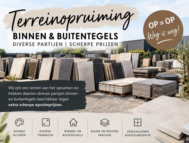 TERREINOPRUIMING | BINNEN & BUITEN TEGELS | DIV.PARTIJEN, Nieuw, Ophalen of Verzenden, 10 m² of meer, Vloertegels