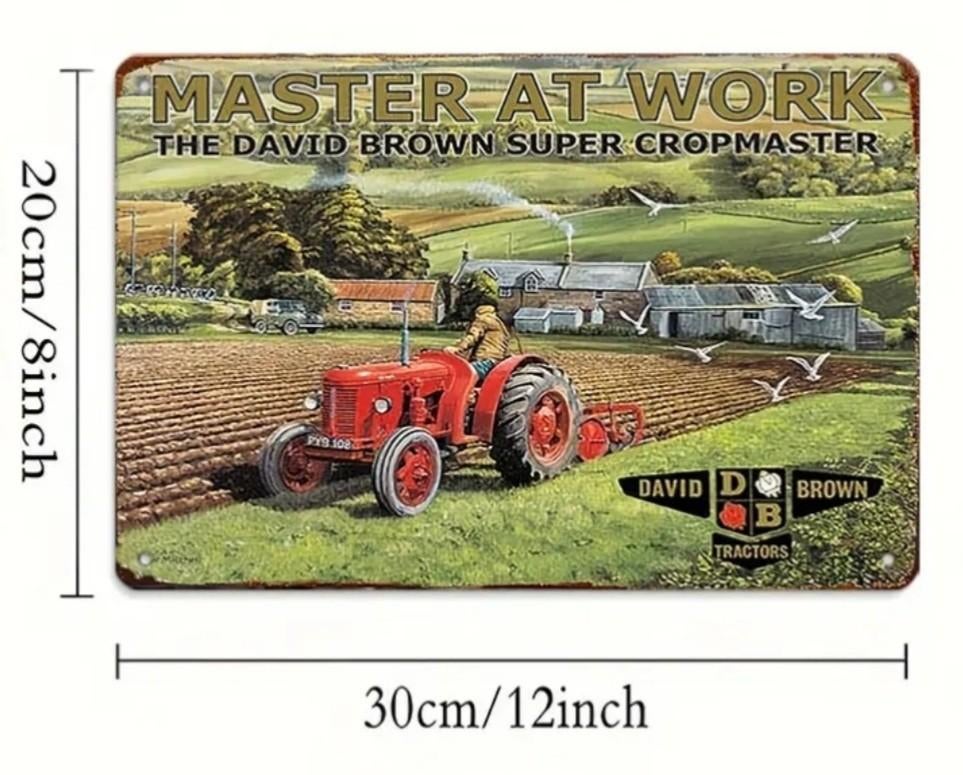David Brown Cropmaster aan het Ploegen Metalen Wandbord, Ophalen of Verzenden