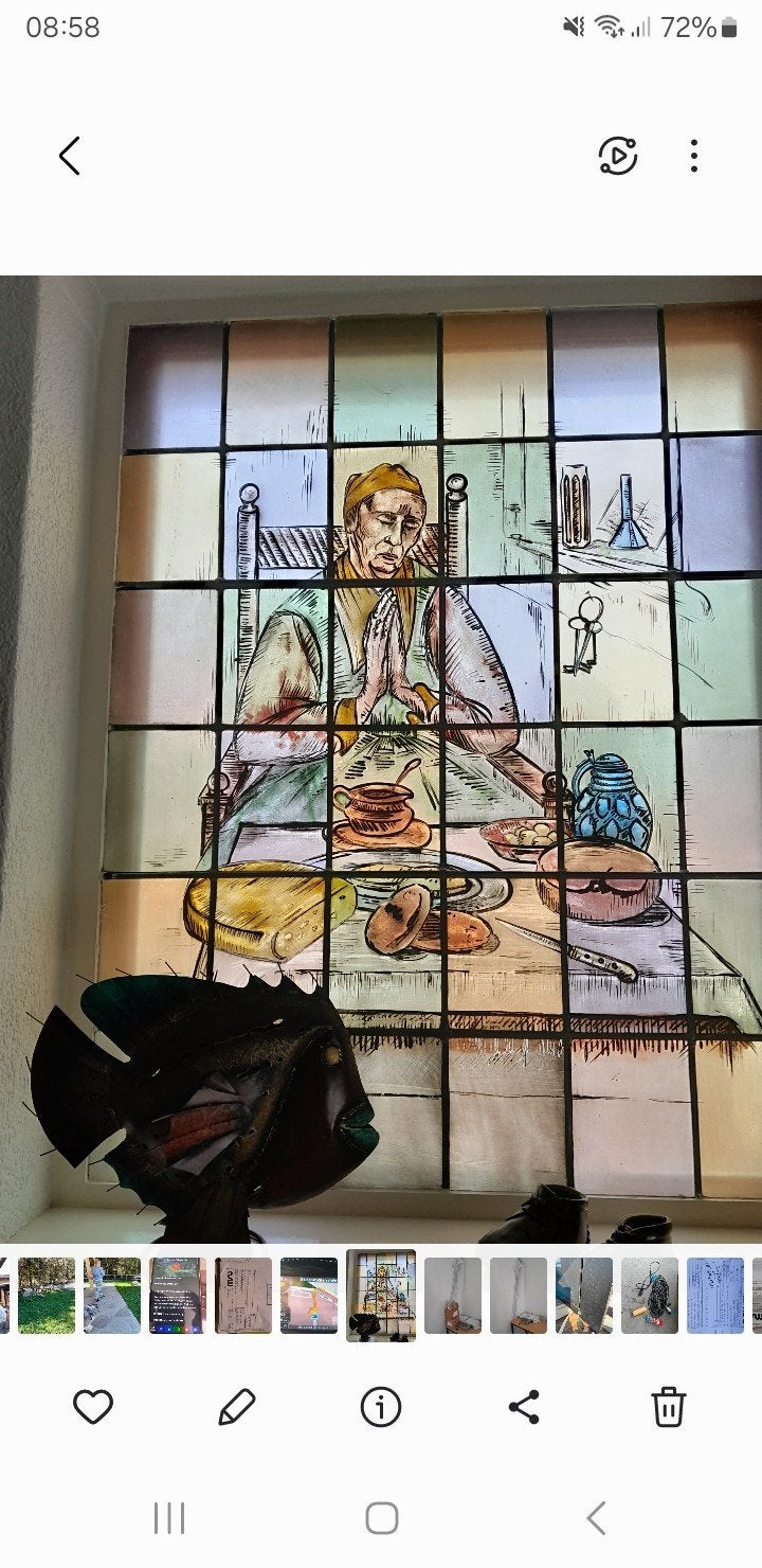 glas-in-lood raam met afbeelding, Ophalen of Verzenden