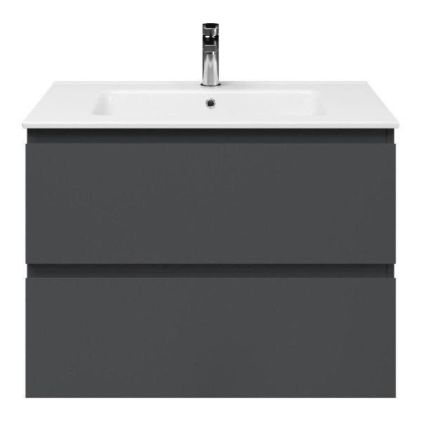 Wastafel badmeubel set - Antraciet mat (80x46x55) - kerami, Nieuw, Minder dan 100 cm, Wastafelkast, 25 tot 50 cm