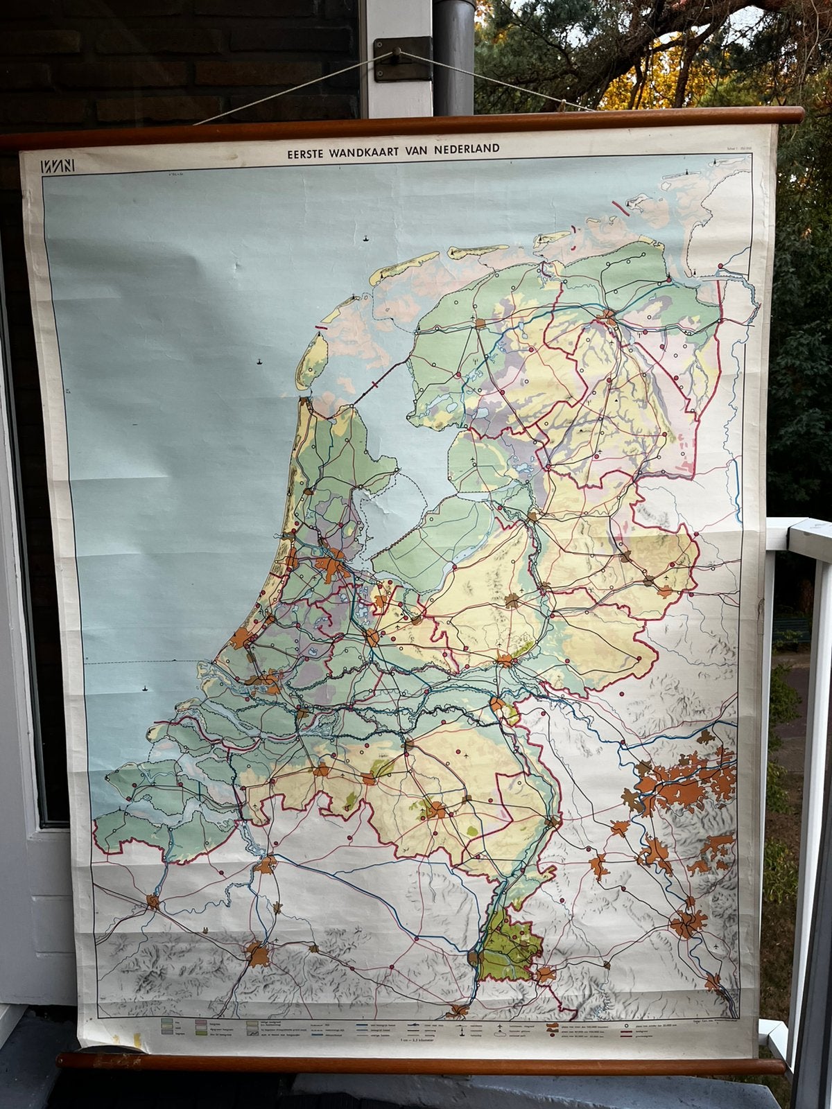 Vintage schoolkaart Nederland, Antiek en Kunst, Ophalen of Verzenden, Aardrijkskunde