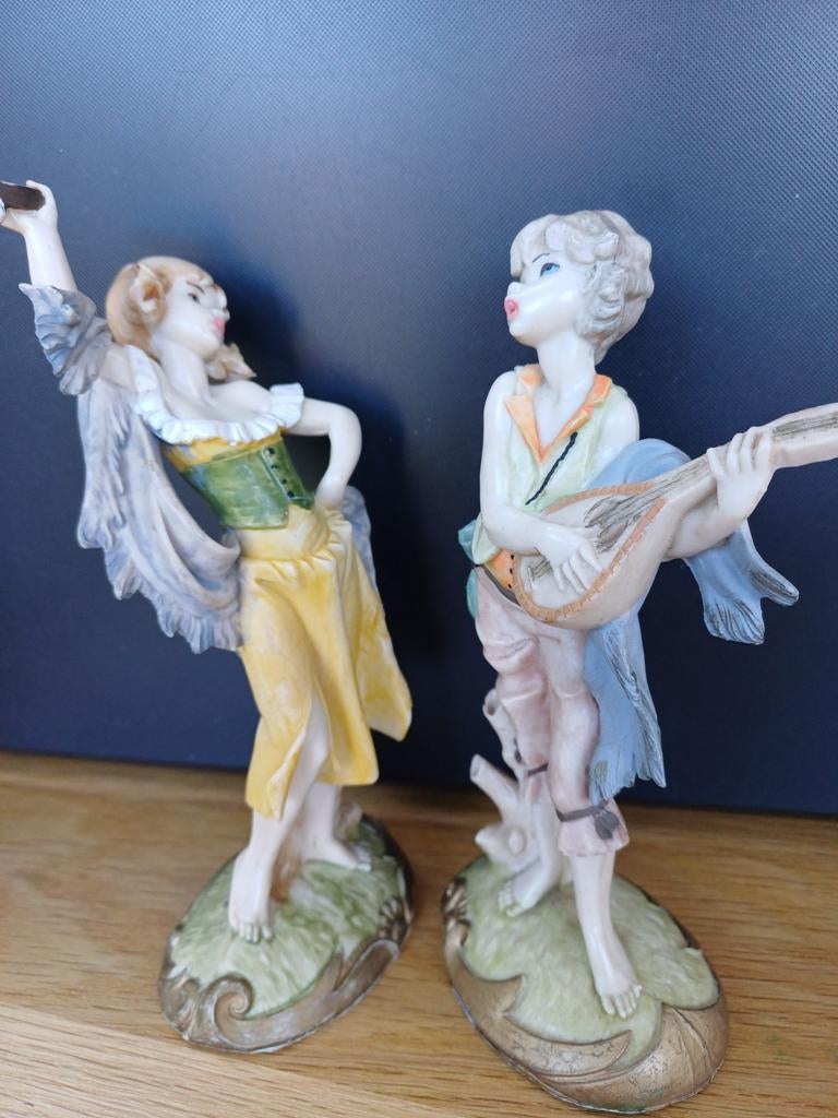 Decoratieve Beeldjes: Danseres en Mandolinespeler ,, Ophalen of Verzenden, Zo goed als nieuw, Mens