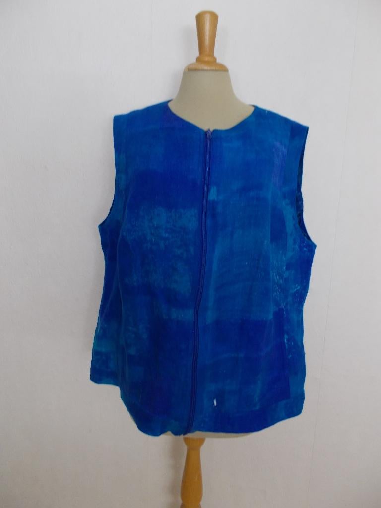 Apart handgemaakt linnen top/gilet/jasje! L/XL, Maat 42/44 (L), Zo goed als nieuw, Zonder mouw, Verzenden