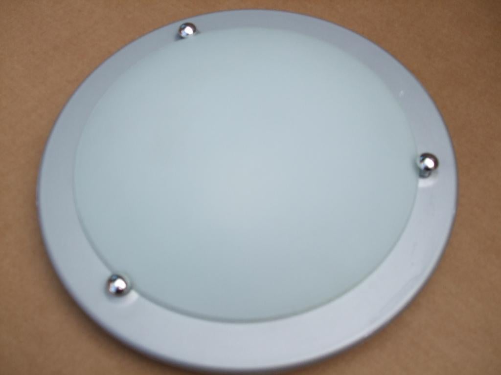 Plafondlamp zlverkleur met melkglas, Ophalen of Verzenden, Nieuw, Glas