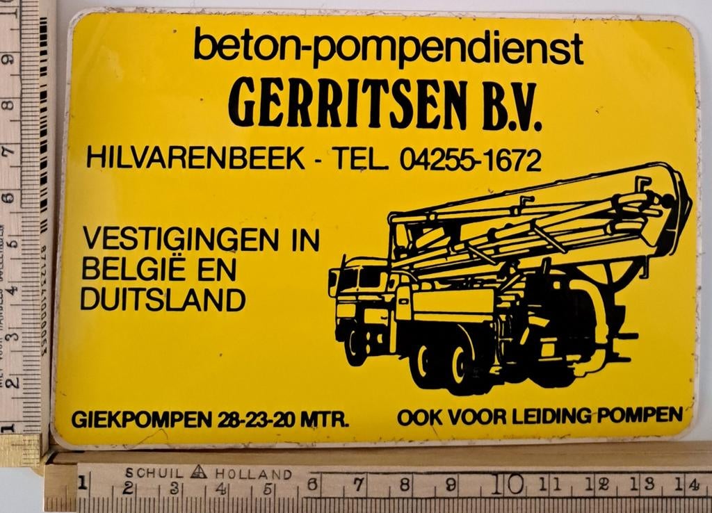Vintage sticker Vrachtauto  Gerritsen Hilvarenbeek, Ophalen of Verzenden, Zo goed als nieuw