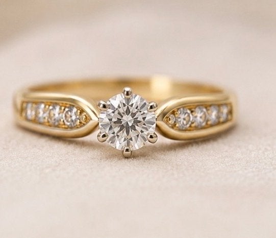 14 karaat Gouden ring verlovingsring met echte diamant!, Ophalen of Verzenden, Zo goed als nieuw, 17 tot 18, Met edelsteen