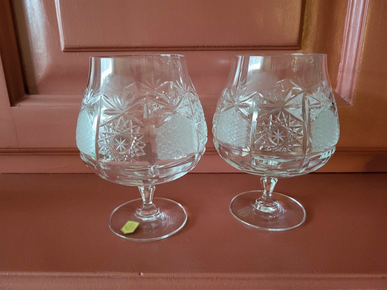 Set van 2 kristallen cognacglazen uit voormalig Joegoslavië, Antiek en Kunst, Ophalen of Verzenden