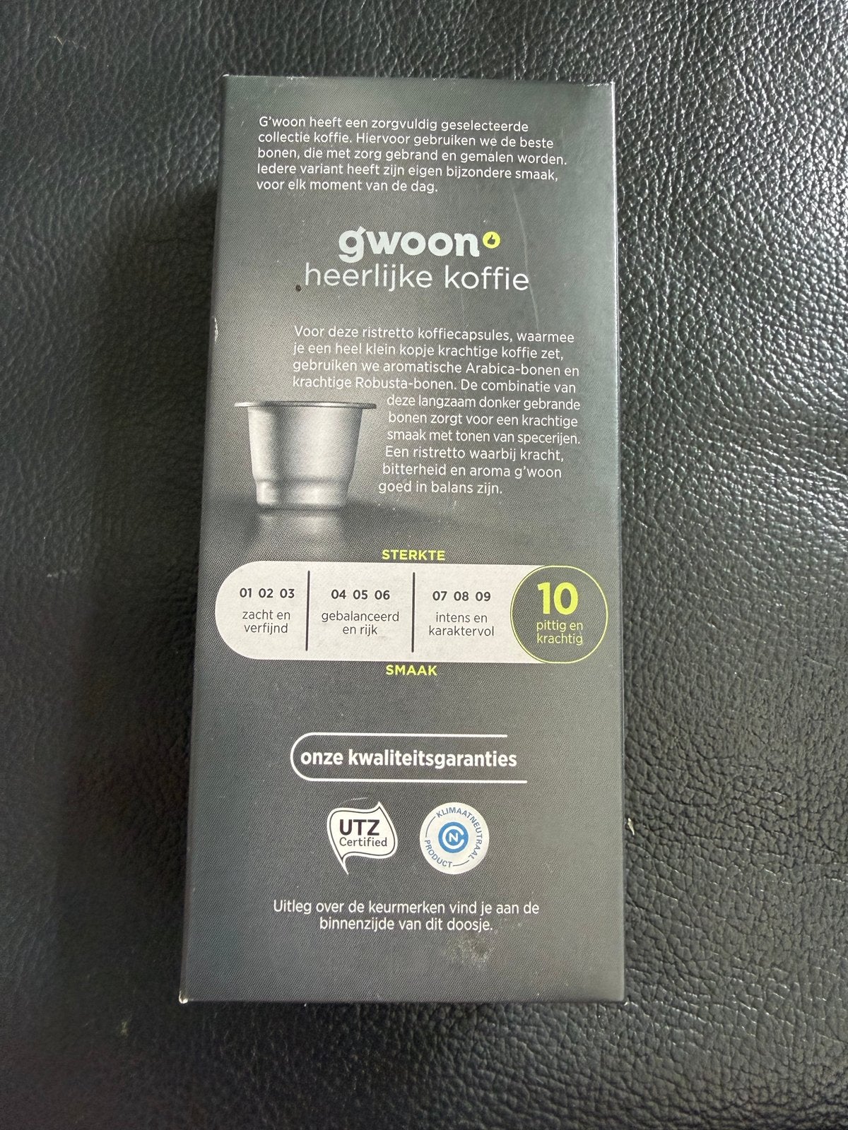 Gwoon Ristretto Koffiecapsules Sterkte 10 (10 stuks), Koffiepads en cups, Overige modellen, Nieuw, Ophalen of Verzenden