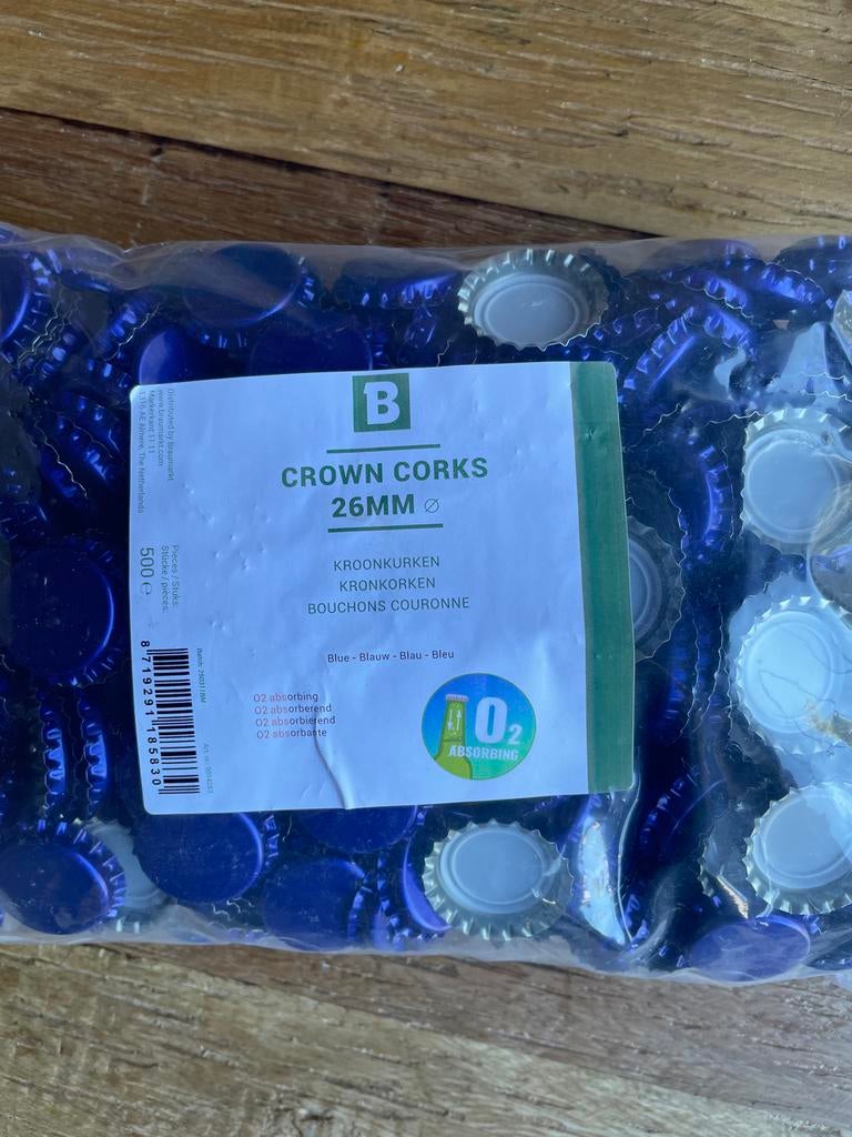 500x Kroonkurken Blauw 26mm O2 absorberend - Brouwen, Hobby en Vrije tijd, Ophalen, Nieuw