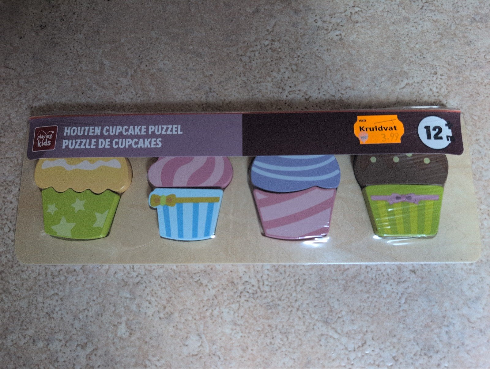 Houten Cupcake Puzzel voor Kinderen, Ophalen, Nieuw, Van hout, Minder dan 10 stukjes