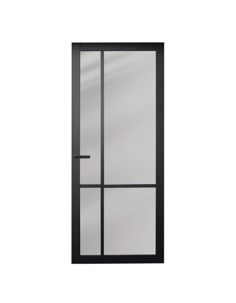 Binnendeur zwarte staallook deur met rookglas stomp, Niet ingevuld, 80 tot 100 cm, Binnendeur, Niet ingevuld