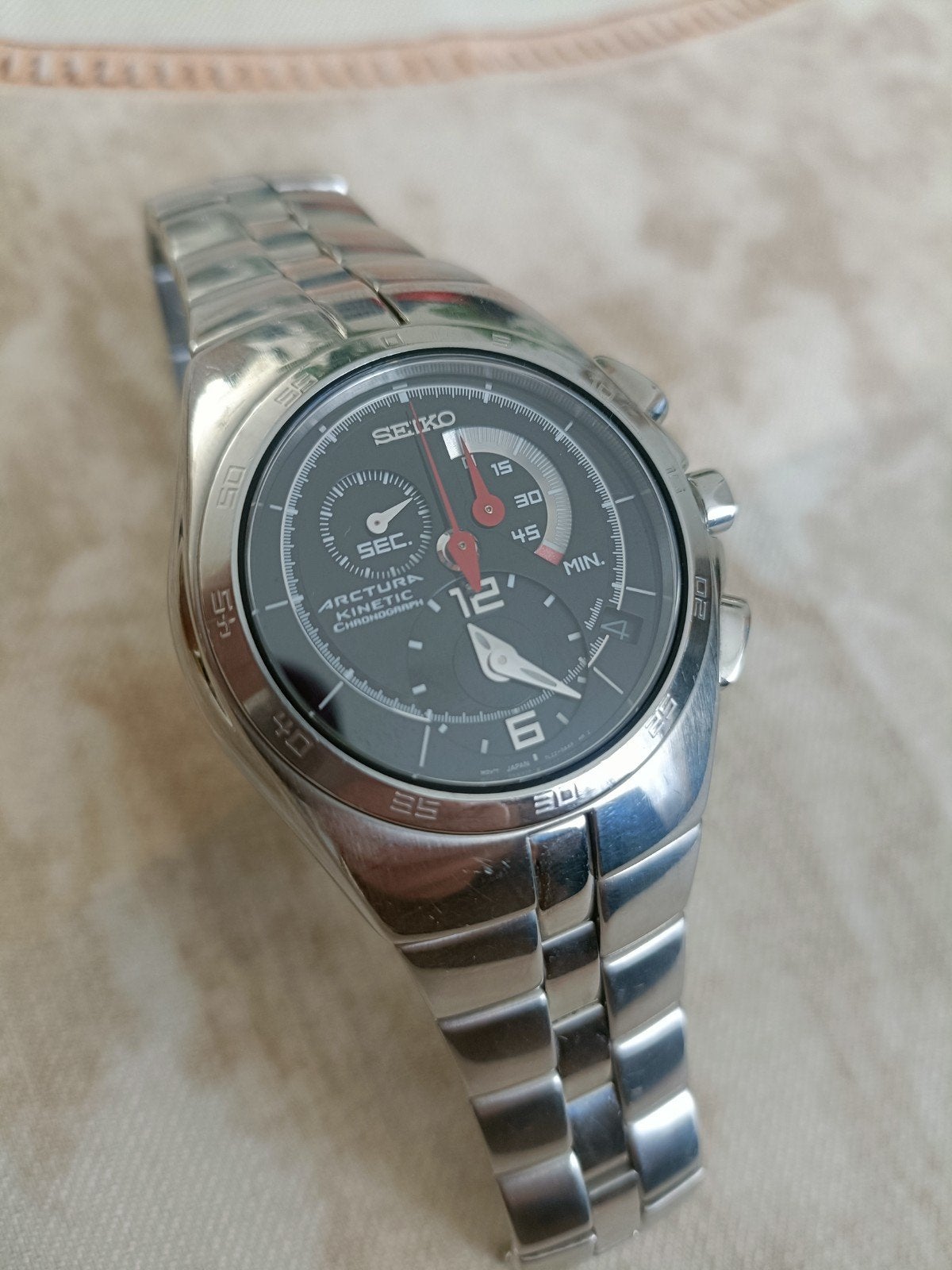 Seiko Arctura Kinetic Chronograaf Cal.7L22-0AA0 Zie Fotos, Seiko, Staal, Polshorloge, Ophalen of Verzenden