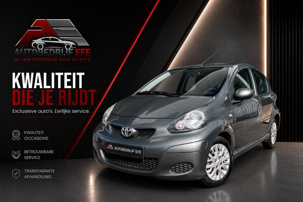 Toyota Aygo 1.0-12V Aspiration Green Leer*Airco*Sprtvlgn*Str, Auto's, Gebruikt, Zwart, 4 stoelen, Leder en Stof