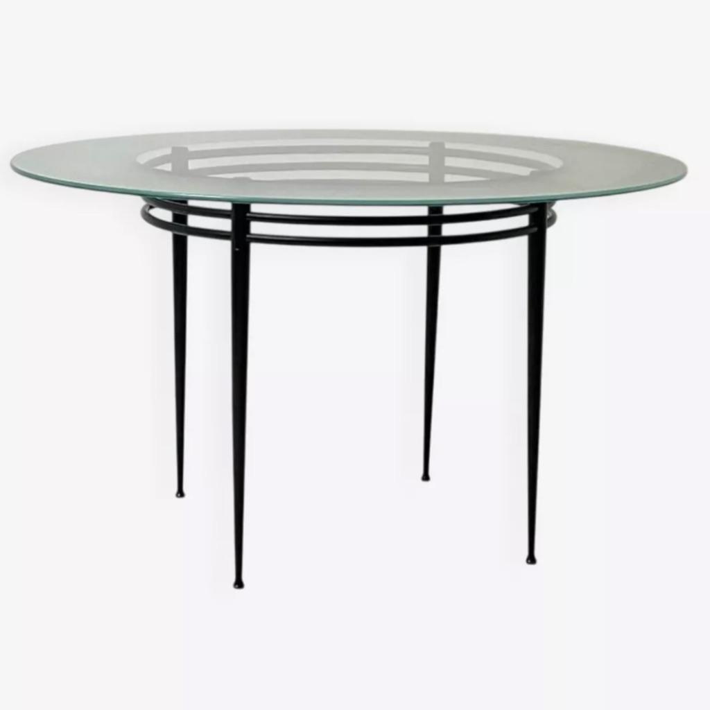 Rond Glas eetkamer tafel "Lunar"Pascal Mourgue  by Artelano, Ophalen, Gebruikt, Rond, Modern, minimalistisch, functioneel