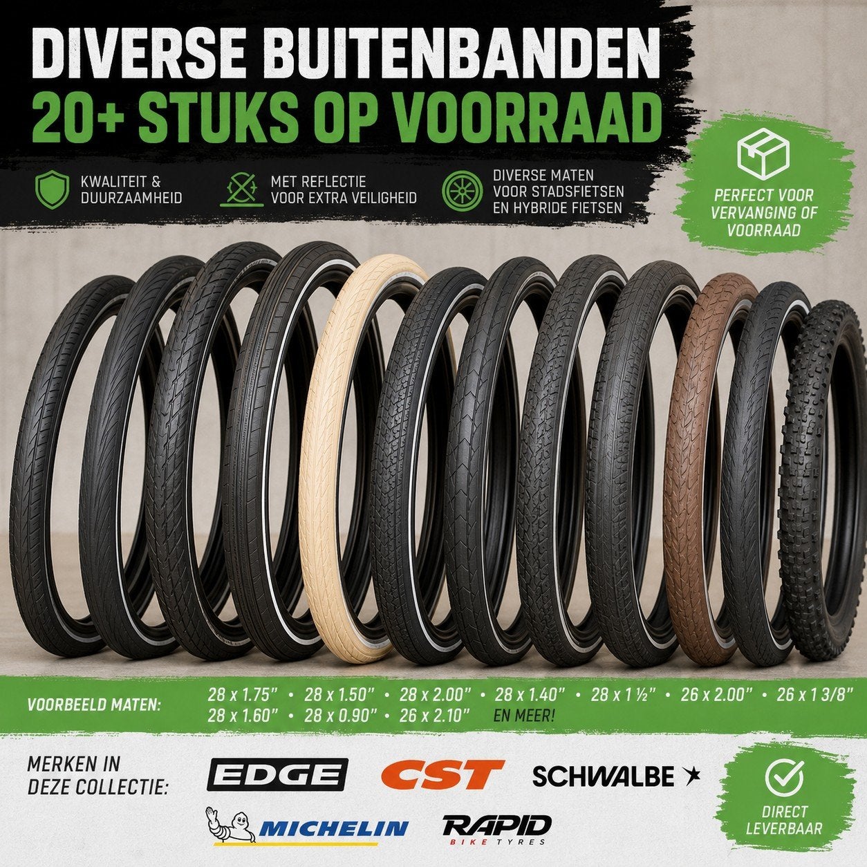 NIEUWE BUITENBANDEN - Diverse maten - PARTIJ - SNEL WEG, Band, Nieuw, Schwalbe, CST, EDGE, Onbekend