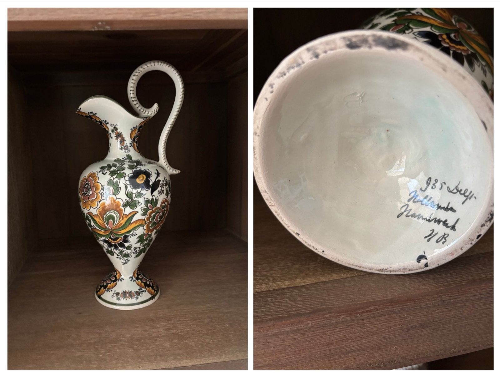 Vintage Handgeschilderde Hollandse Keramische Kan, Antiek en Kunst, Ophalen