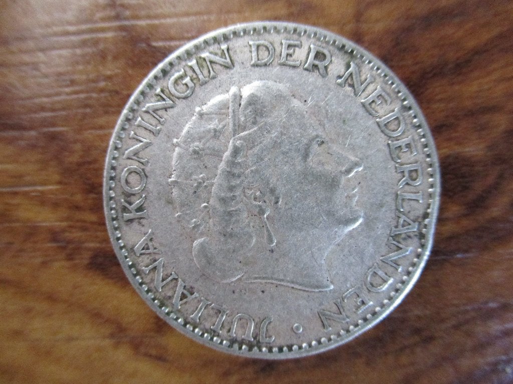zilveren gulden uit 1955, 1 gulden, Koningin Juliana, Zilver, Ophalen of Verzenden
