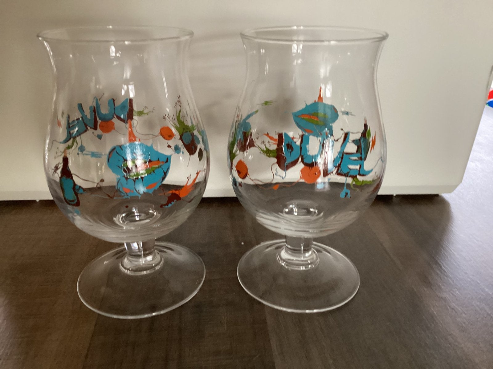 2 duvel bierglazen als nieuw 12.00, Ophalen of Verzenden, Zo goed als nieuw, Glas of Glazen, Duvel