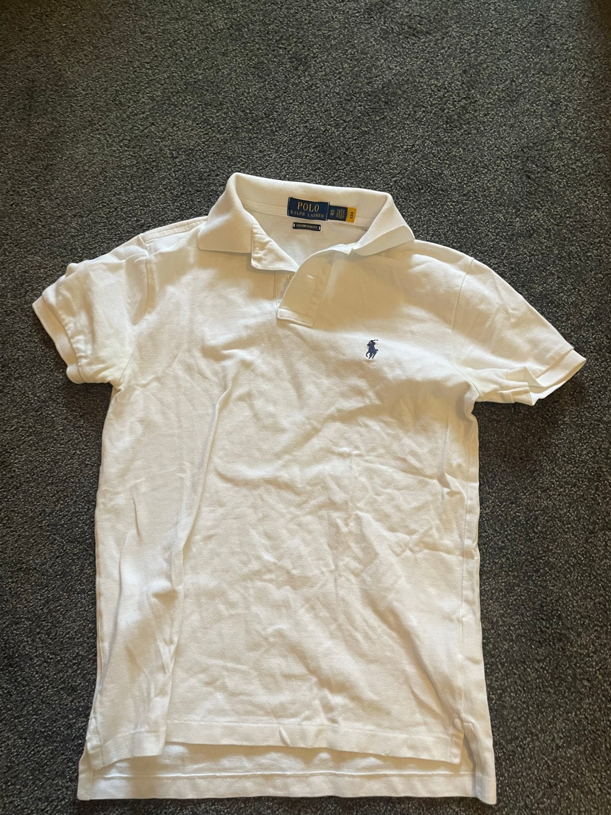 Ralph Lauren Polo Shirt - Wit - Custom Slim Fit, Ophalen of Verzenden, Zo goed als nieuw, Jongen, Shirt of Longsleeve