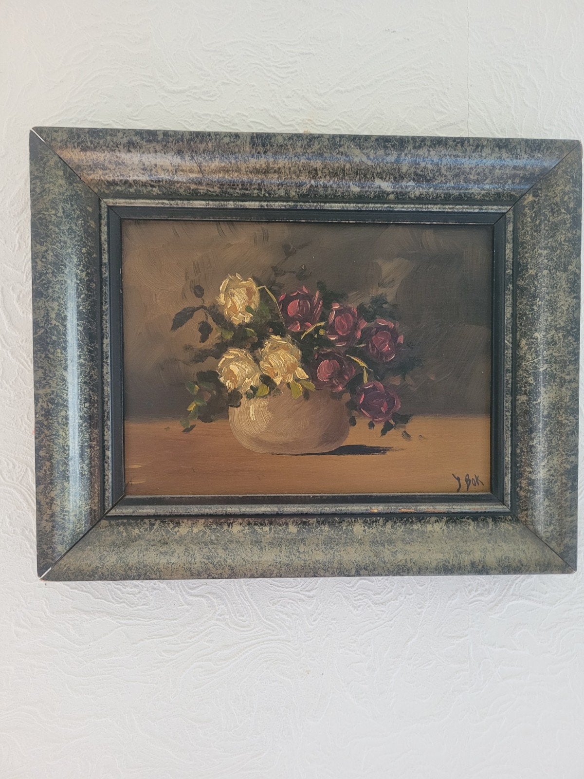 Schilderij Stilleven met Bloemen, gesigneerd J. Bok, Ophalen