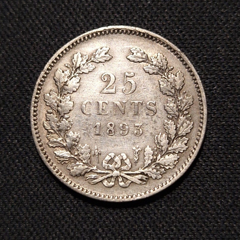 25 cent 1893, Verzenden, Zilver, 25 cent, Koningin Wilhelmina