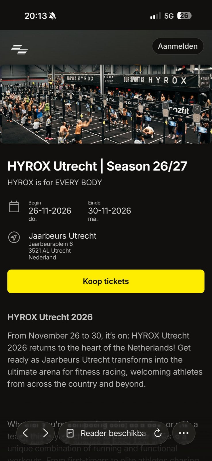 Gezocht hyrox solo open women sunday, Tickets en Kaartjes, Evenementen en Festivals, Eén persoon