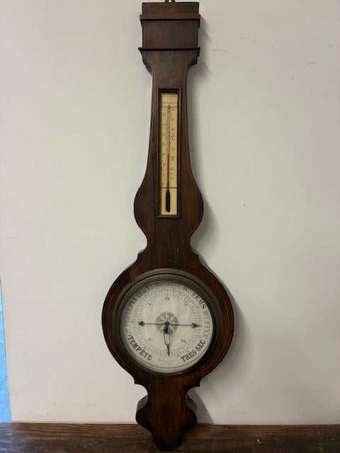 Antieke barometer en thermometer, Audio, Tv en Foto, Weerstations en Barometers, Ophalen, Gebruikt, Barometer